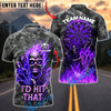 BlueJose Darts Flame Skull "I'd Hit That" Personalized Name, Team Name Unisex Shirt (4 Colors)
