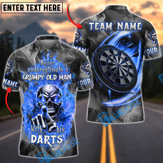 BlueJose Darts Grumpy Old Man With His Darts Personalized Name, Team Name Unisex Shirt (4 Colors)