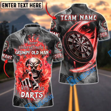 BlueJose Darts Grumpy Old Man With His Darts Personalized Name, Team Name Unisex Shirt (4 Colors)