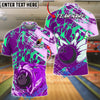 BlueJose Bowling And Pins Grunge Splash Tiger Vector Art Customized Name, Team Name 3D Shirt (4 Colors)