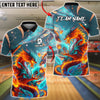 BlueJose Bowling Cosmic Dragon Mythic Flame Customized Name, Team Name 3D Shirt (4 Colors)