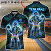 BlueJose Bowling & Pin Neon Skeleton Bowler Punk Style Art Customized Name, Team Name 3D Shirt (4 Colors)
