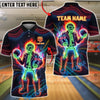 BlueJose Bowling & Pin Neon Skeleton Bowler Punk Style Art Customized Name, Team Name 3D Shirt (4 Colors)
