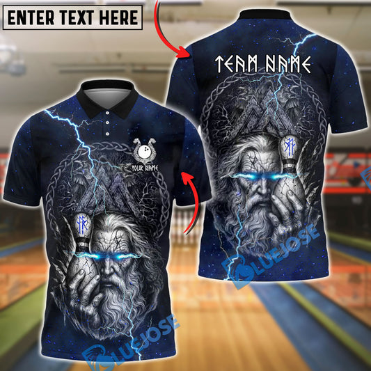 BlueJose Bowling Odin Rune Lightning Graphic Customized Name, Team Name 3D Shirt (4 Colors)