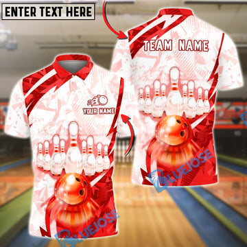 BlueJose Bowling And Pins Ice Glow Graphic Customized Name, Team Name 3D Shirt (4 Colors)