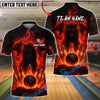 BlueJose Bowling And Pins Fire Wolves Strike Graphic Customized Name, Team Name 3D Shirt (4 Colors)