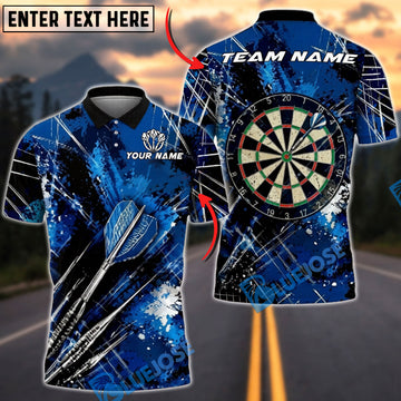 BlueJose Darts Dartboard White Dust Grunge Target  Personalized Name, Team Name Unisex Shirt (4 Colors)