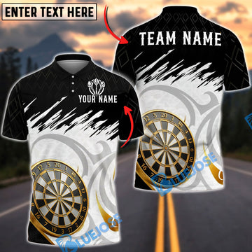 BlueJose Darts Dartboard Gold Trim Minimalist Design Personalized Name, Team Name Unisex Shirt (6 Colors)