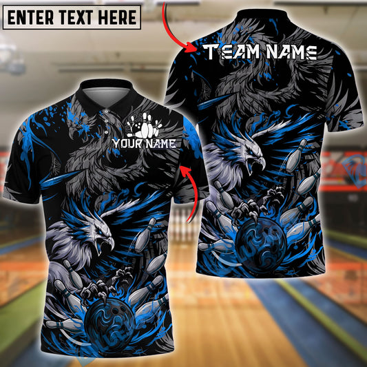 BlueJose Bowling And Pins Fierce Phoenix Flame Graphic Customized Name, Team Name 3D Shirt (4 Colors)