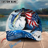BlueJose Fishing USA Flag Hook White Scale Personalized Name Classic 3D Cap Personalized Cap (13 Breeds)
