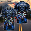 BlueJose Darts Dark Dragon Flaming Dartboard Design Personalized Name, Team Name Unisex Shirt (4 Colors)