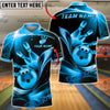 BlueJose Bowling And Pins Wave Strike Luxury Black Gold Customized Name, Team Name 3D Shirt (6 Colors)