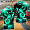 BlueJose Bowling And Pins Wave Strike Luxury Black Gold Customized Name, Team Name 3D Shirt (6 Colors)