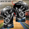 BlueJose Bowling And Pins Wave Strike Luxury Black Gold Customized Name, Team Name 3D Shirt (6 Colors)
