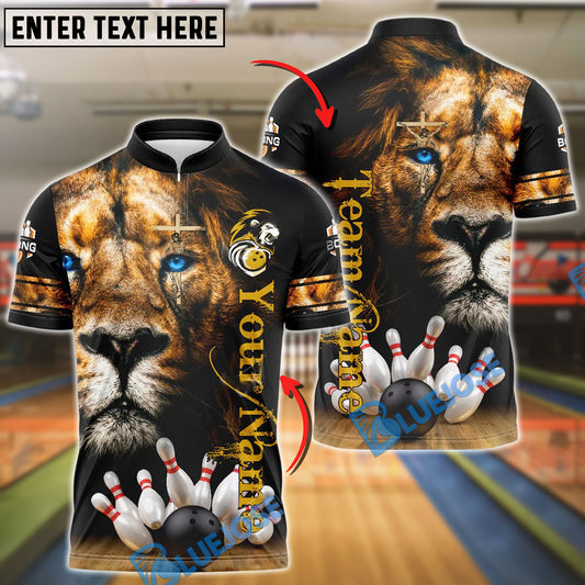 BlueJose Bowling And Pins God Jesus Lion Customized Name, Team Name 3D Shirt