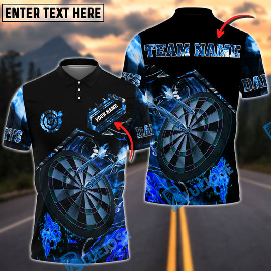 BlueJose Darts Flaming Magma Personalized Name, Team Name Shirt (4 Colors)