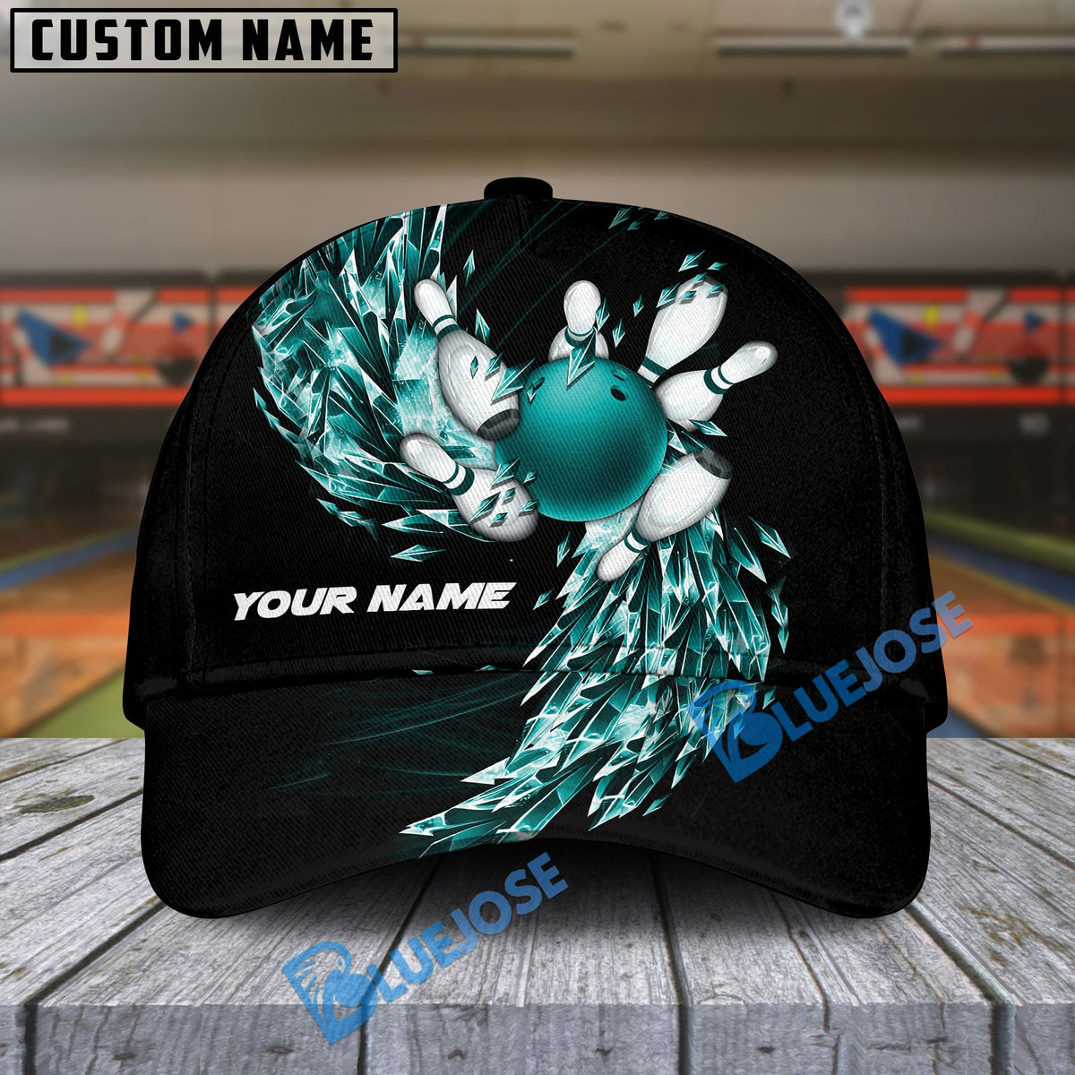 BlueJoses Bowling And Pins Ice Breath Multicolor Personalized Name Cap