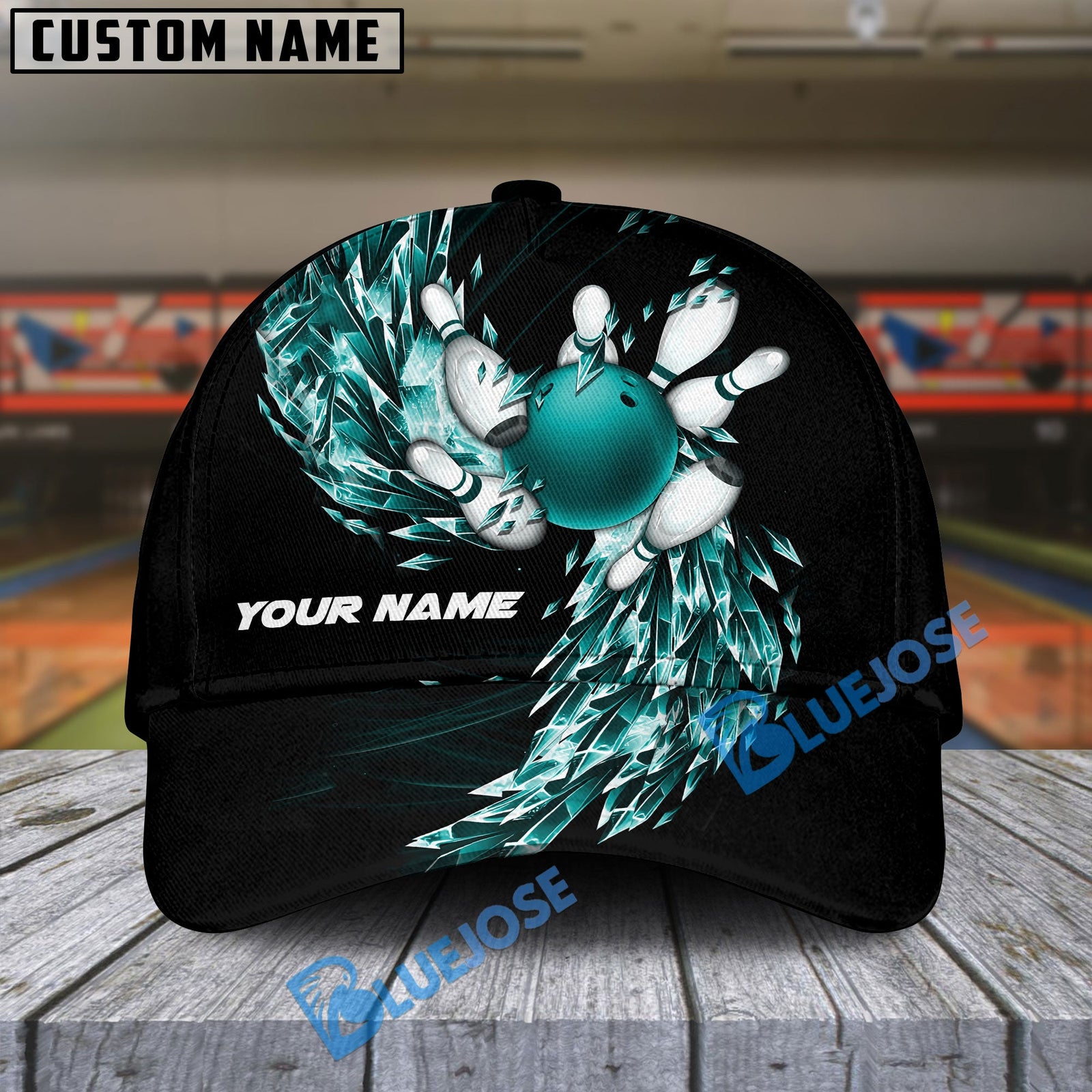 BlueJoses Bowling And Pins Ice Breath Multicolor Personalized Name Cap