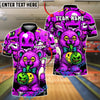BlueJose Bowling And Pins Zombie Teddy Cartoon Customized Name, Team Name 3D Shirt (4 Colors)