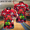 BlueJose Bowling And Pins Zombie Teddy Cartoon Customized Name, Team Name 3D Shirt (4 Colors)