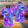 BlueJose Bowling And Pins Deep Sea Shark Neon Style Customized Name, Team Name 3D Shirt (4 Colors)