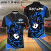 BlueJose Bowling And Pins Flame Dragon Strike Customized Name, Team Name 3D Shirt (4 Colors)