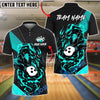 BlueJose Bowling And Pins Flame Dragon Strike Customized Name, Team Name 3D Shirt (4 Colors)