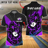 BlueJose Bowling And Pins Flame Dragon Strike Customized Name, Team Name 3D Shirt (4 Colors)