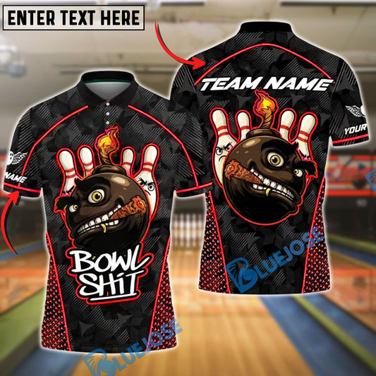 BlueJose Bowling And Pins Crazy Smoking Bowling Bomb Design Customized Name, Team Name 3D Shirt (4 Colors)