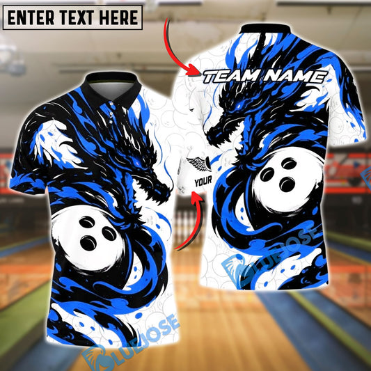 BlueJose Bowling And Pins Legendary Dragon Strike Customized Name, Team Name 3D Shirt (4 Colors)