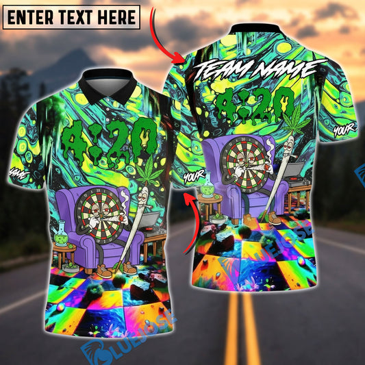 BlueJose Darts 420 Vibe Trippy Chill Customized Name, Team Name 3D Shirt (4 Colors)