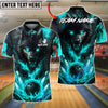 BlueJose Bowling And Pins Dark Wolf Fireball Power Strike Customized Name, Team Name 3D Shirt (4 Colors)