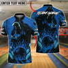 BlueJose Bowling And Pins Angry Bear Fire Strike Wild Roar Customized Name, Team Name 3D Shirt (4 Colors)