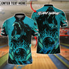 BlueJose Bowling And Pins Angry Bear Fire Strike Wild Roar Customized Name, Team Name 3D Shirt (4 Colors)