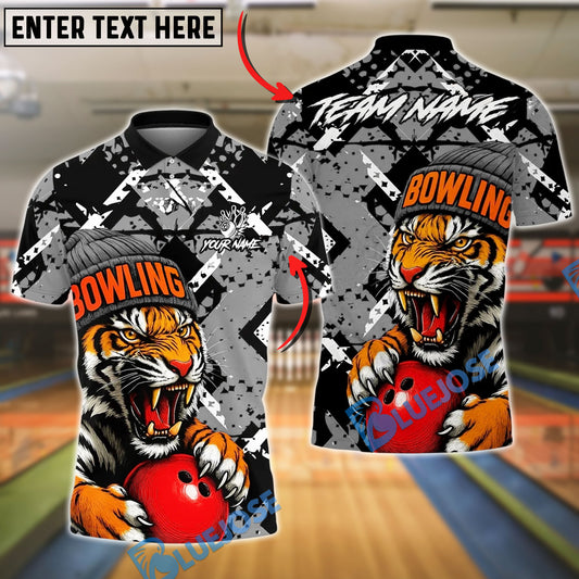 BlueJose Bowling And Pins Fierce Tiger Sport Streetwear Customized Name, Team Name 3D Shirt (4 Colors)