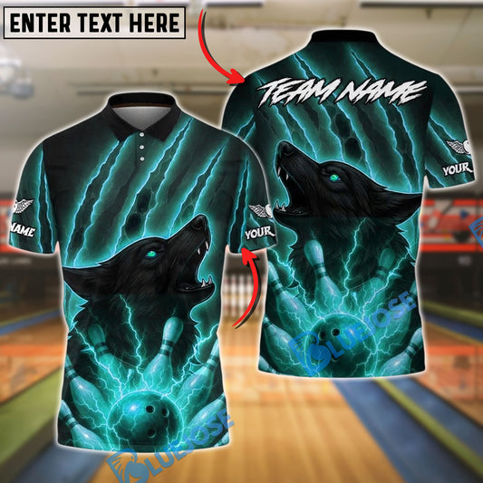BlueJose Bowling And Pins Lightning Wolf Strike Customized Name, Team Name 3D Shirt (4 Colors)