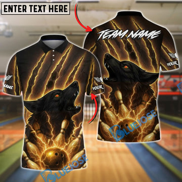 BlueJose Bowling And Pins Lightning Wolf Strike Customized Name, Team Name 3D Shirt (4 Colors)