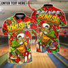 BlueJose Bowling And Pins Urban Graffiti Cool Skeleton Customized Name, Team Name 3D Shirt (4 Colors)