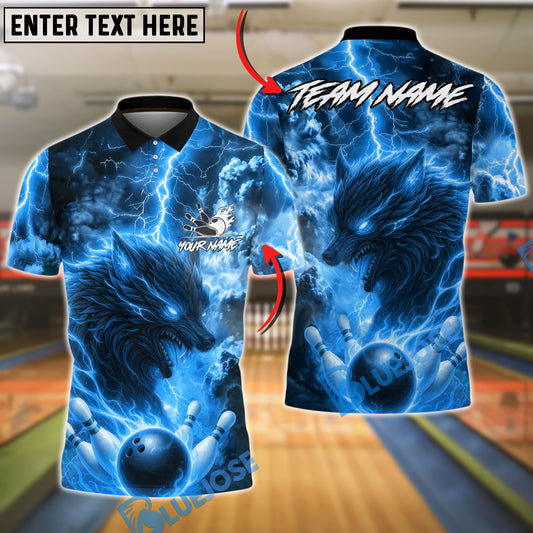 BlueJose Bowling And Pins Lightning Wolf Firestorm Strike Customized Name, Team Name 3D Shirt (4 Colors)