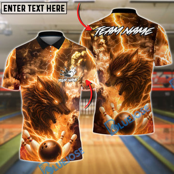 BlueJose Bowling And Pins Lightning Wolf Firestorm Strike Customized Name, Team Name 3D Shirt (4 Colors)