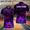BlueJose Bowling And Pins Evil Snake Skull Smoke Design Customized Name, Team Name 3D Shirt (4 Colors)