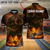 BlueJose Bowling And Pins Evil Snake Skull Smoke Design Customized Name, Team Name 3D Shirt (4 Colors)