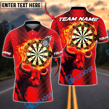 BlueJose Darts Inferno Bull Personalized Name, Team Name Unisex Shirt (4 Colors)