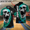 BlueJose Bowling And Pins Skull Gothic Tribal Tattoo Style Customized Name, Team Name 3D Shirt (4 Colors)