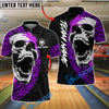 BlueJose Bowling And Pins Skull Gothic Tribal Tattoo Style Customized Name, Team Name 3D Shirt (4 Colors)