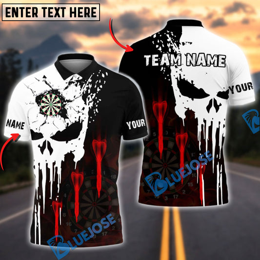 BlueJose Darts Punished Skull Arrow Personalized Name, Team Name Shirt (4 Colors)