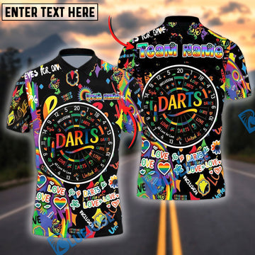 BlueJose Love LGBT Darts Personalized Name, Team Name Shirt