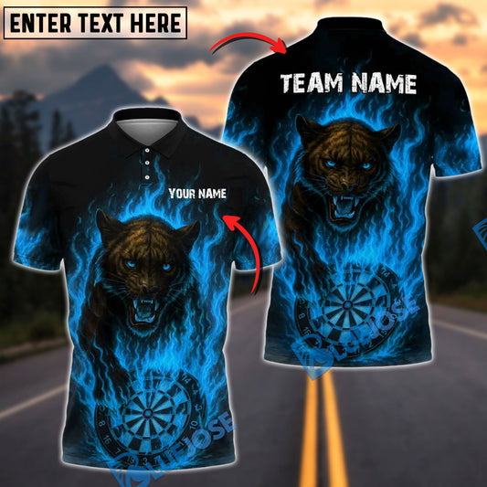 BlueJose Darts Flaming Panther Personalized Name, Team Name Shirt (4 Colors)