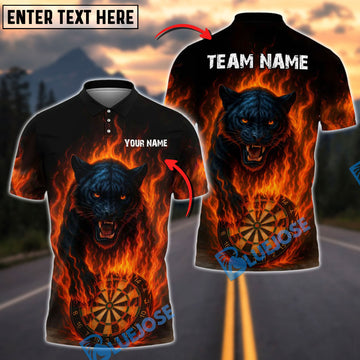BlueJose Darts Flaming Panther Personalized Name, Team Name Shirt (4 Colors)