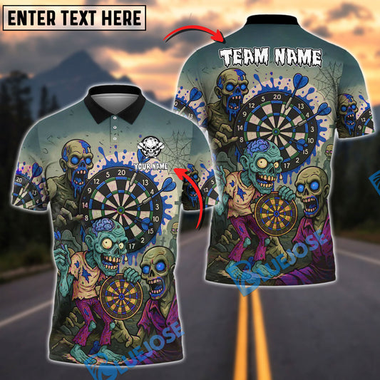 BlueJose Darts Zombie Attack Personalized Name, Team Name Shirt (4 Colors)